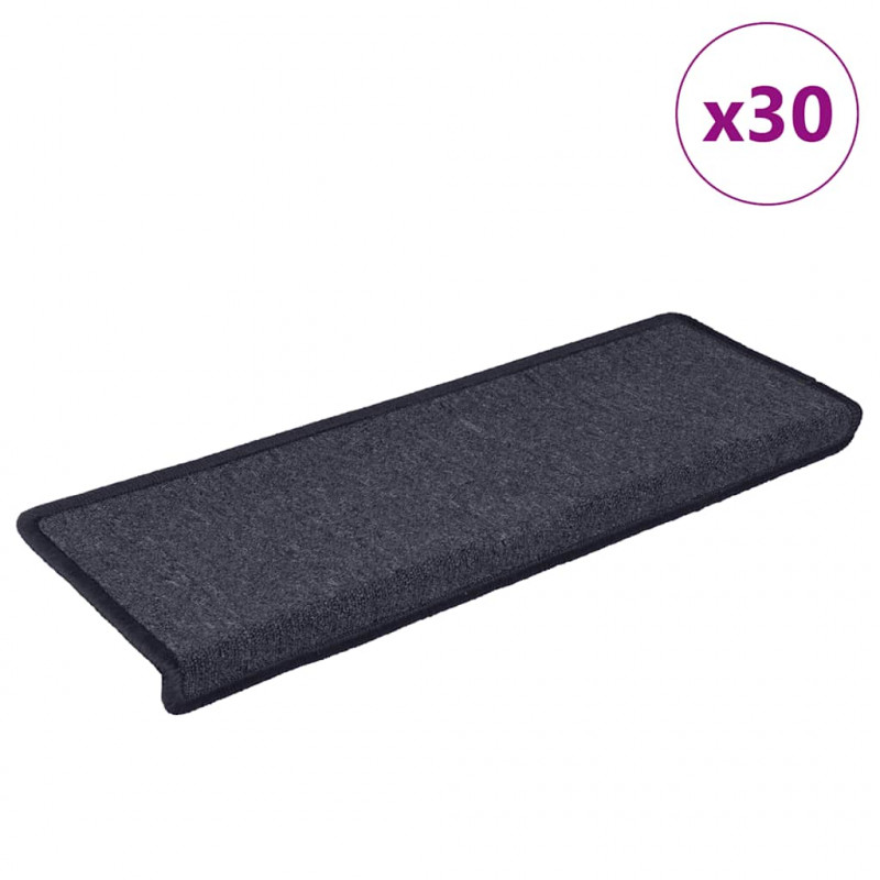 Maty na schody 30 szt. 65x21x4 cm Ciemnoszare i niebieskie prostokątne krawędzie