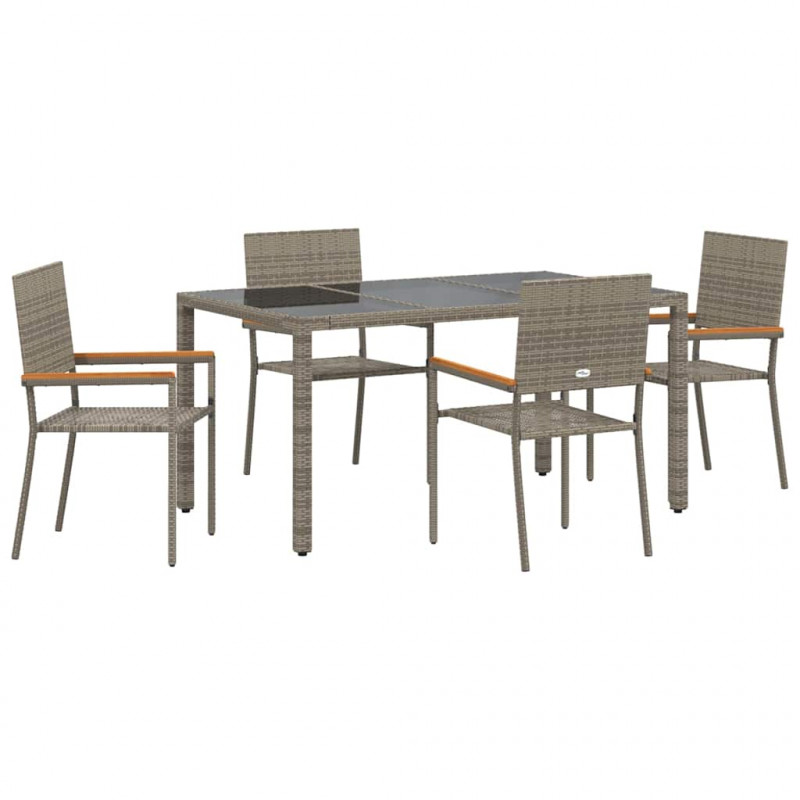 Zestaw do jadalni w ogrodzie 5 pcs Szary polirattan
