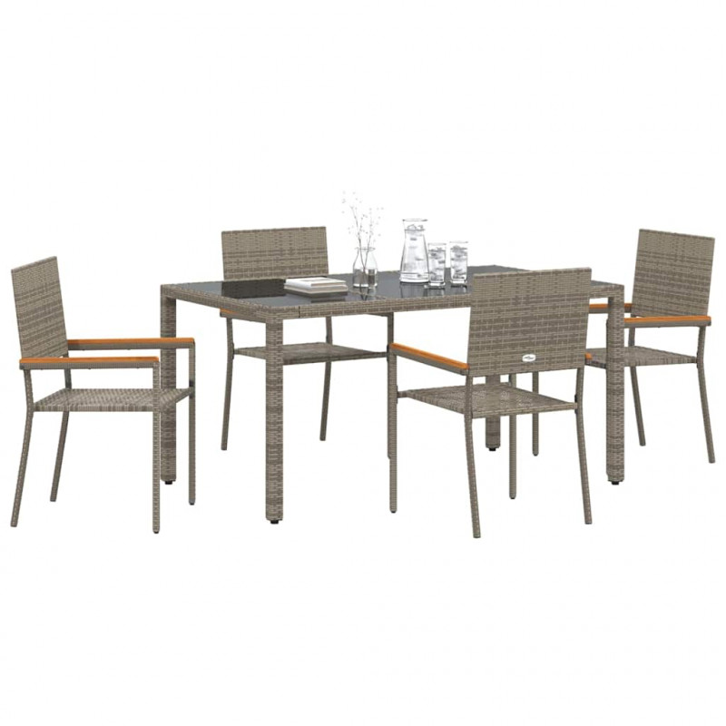 Zestaw do jadalni w ogrodzie 5 pcs Szary polirattan