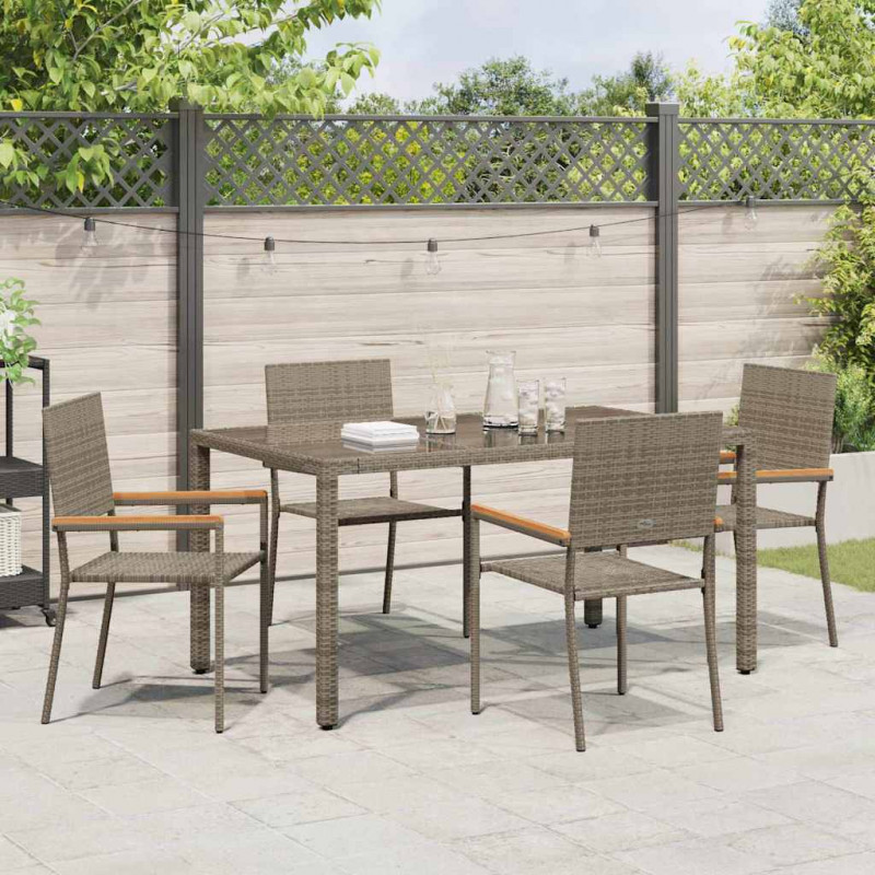 Zestaw do jadalni w ogrodzie 5 pcs Szary polirattan