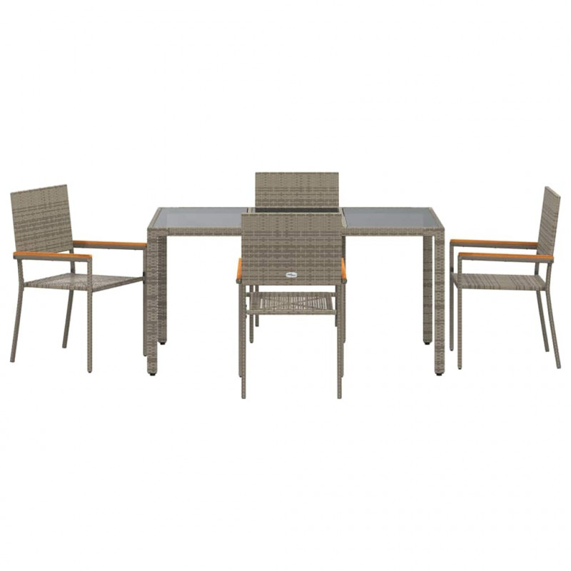 Zestaw do jadalni w ogrodzie 5 pcs Szary polirattan