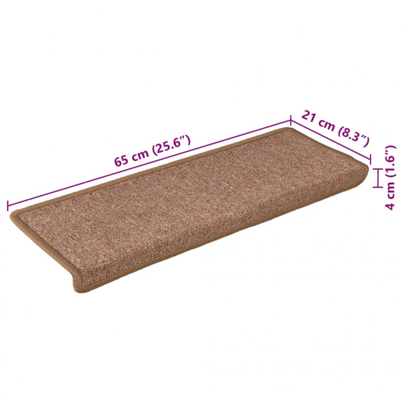 Maty na schody 30 szt. 65x21x4 cm Brązowe prostokątne krawędzie