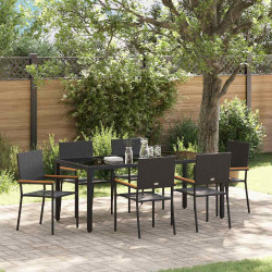 Zestaw do jadalni w ogrodzie 7 pcs Czarny polirattan
