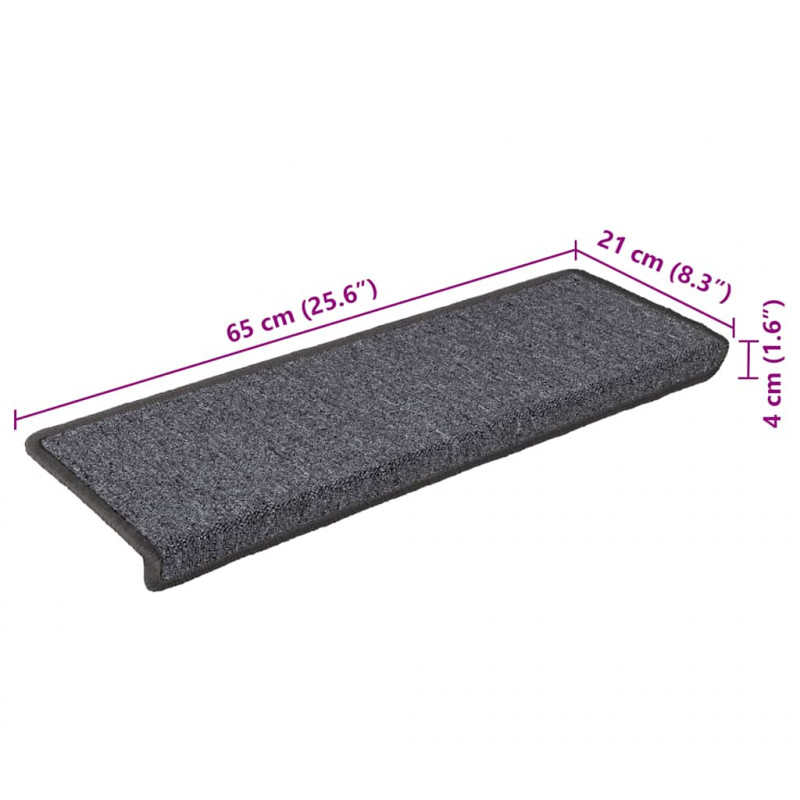Maty na schody 30 szt. 65x21x4 cm Ciemnoszary prostokątny brzeg