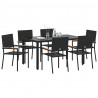 Zestaw do jadalni w ogrodzie 7 pcs Czarny polirattan