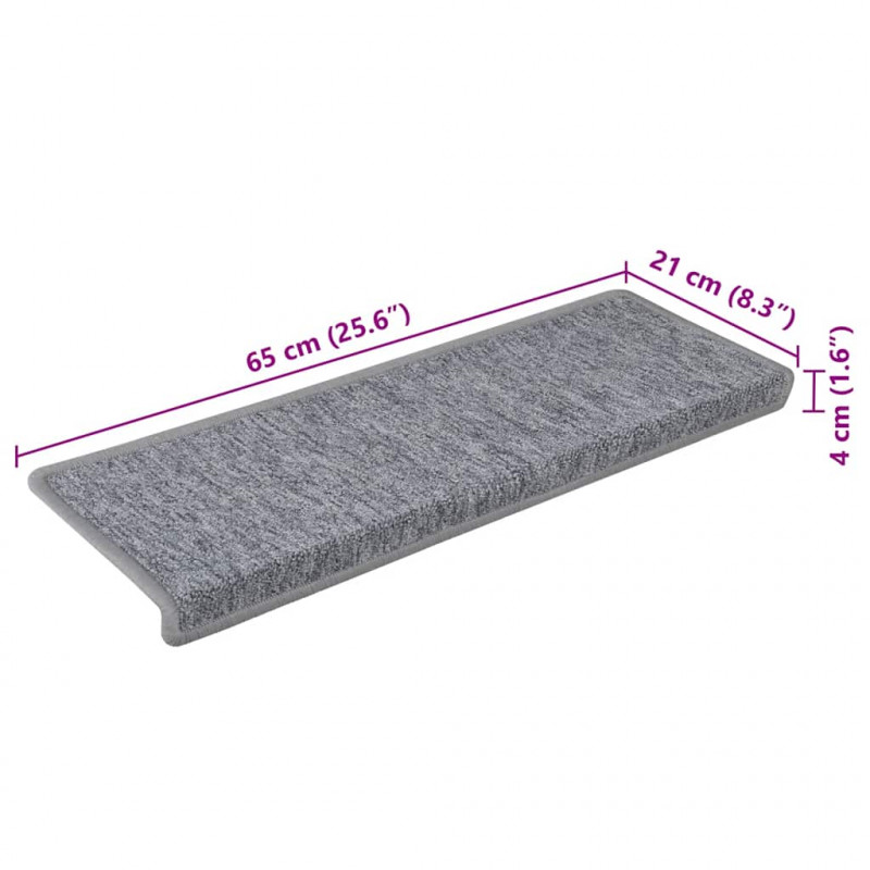 Maty na schody 30 szt. 65x21x4 cm Jasnoszary prostokątny brzeg