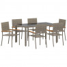 Zestaw do jadalni w ogrodzie 7 pcs Szary polirattan