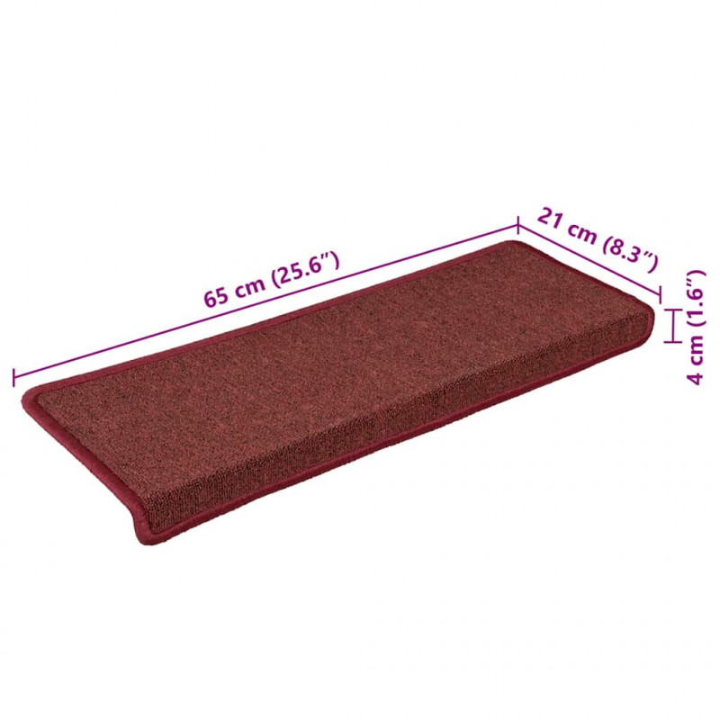 Maty na schody 30 szt. 65x21x4 cm Bordeaux Rectangular Edge
