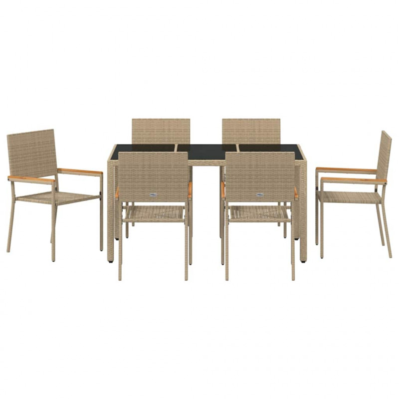 Zestaw do jadalni w ogrodzie 7 pcs Beżowy polirattan