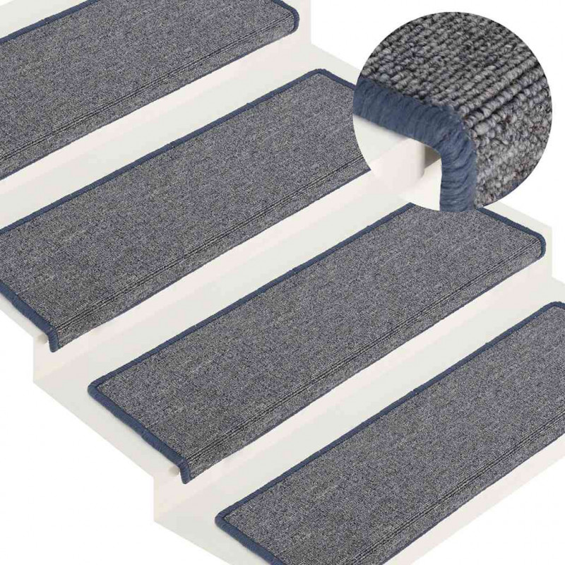Maty na schody 30 szt. 65x21x4 cm, jasnoszare i niebieskie, prostokątne krawędzie