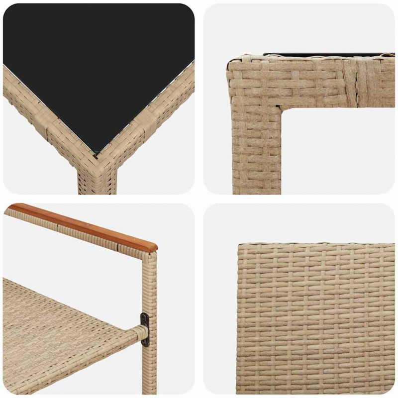Zestaw do jadalni w ogrodzie 7 pcs Beżowy polirattan