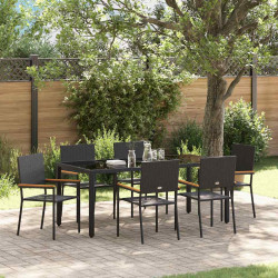 Zestaw do jadalni w ogrodzie 7 pcs Czarny polirattan