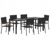 Zestaw do jadalni w ogrodzie 7 pcs Czarny polirattan