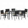 Zestaw do jadalni w ogrodzie 7 pcs Czarny polirattan