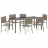 Zestaw do jadalni w ogrodzie 7 pcs Szary polirattan
