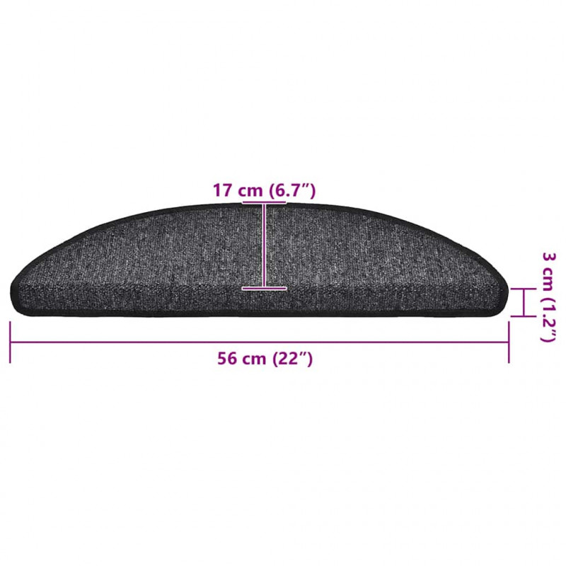 Maty na schody 20 szt. 56x17x3 cm Antracyt Półokrągłe