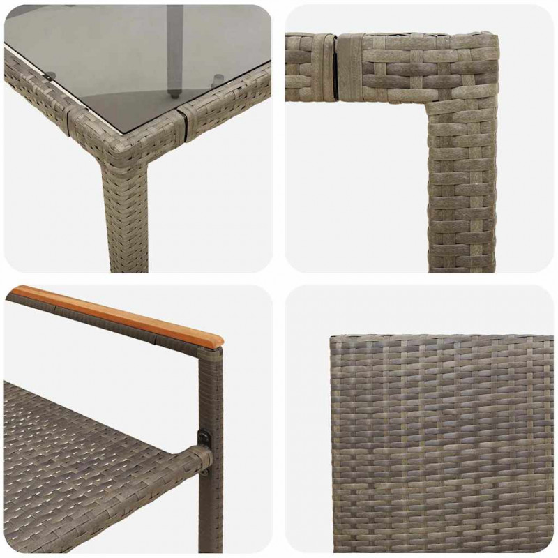Zestaw do jadalni w ogrodzie 7 pcs Szary polirattan