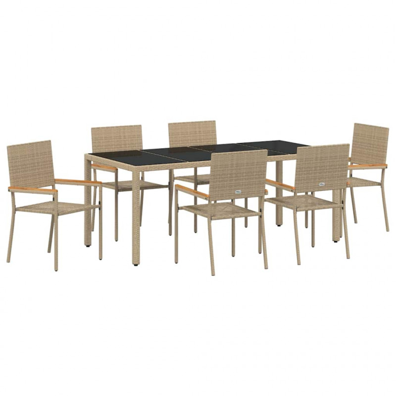 Zestaw do jadalni w ogrodzie 7 pcs Beżowy polirattan