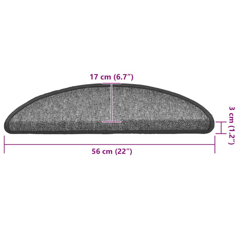 Maty na schody 20 szt. 56x17x3 cm Ciemnoszary Półokrągły