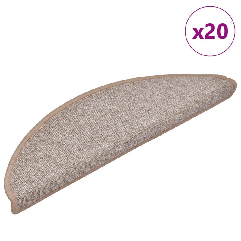 Maty na schody 20 szt. 56x17x3 cm Jasnobrązowe półokrągłe