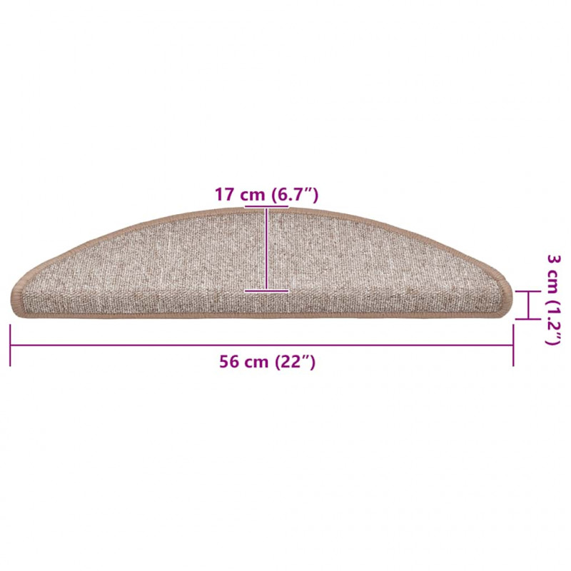 Maty na schody 20 szt. 56x17x3 cm Jasnobrązowe półokrągłe
