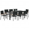 Zestaw do jadalni w ogrodzie 9 pcs Czarny polirattan
