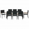 Zestaw do jadalni w ogrodzie 9 pcs Czarny polirattan
