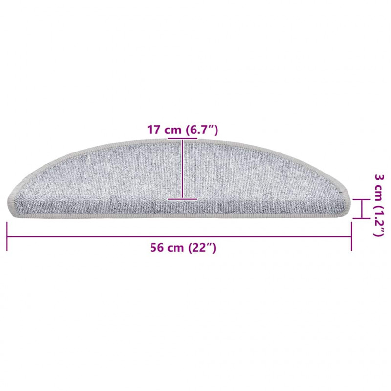 Maty na schody 20 szt. 56x17x3 cm Jasnoszare półokrągłe