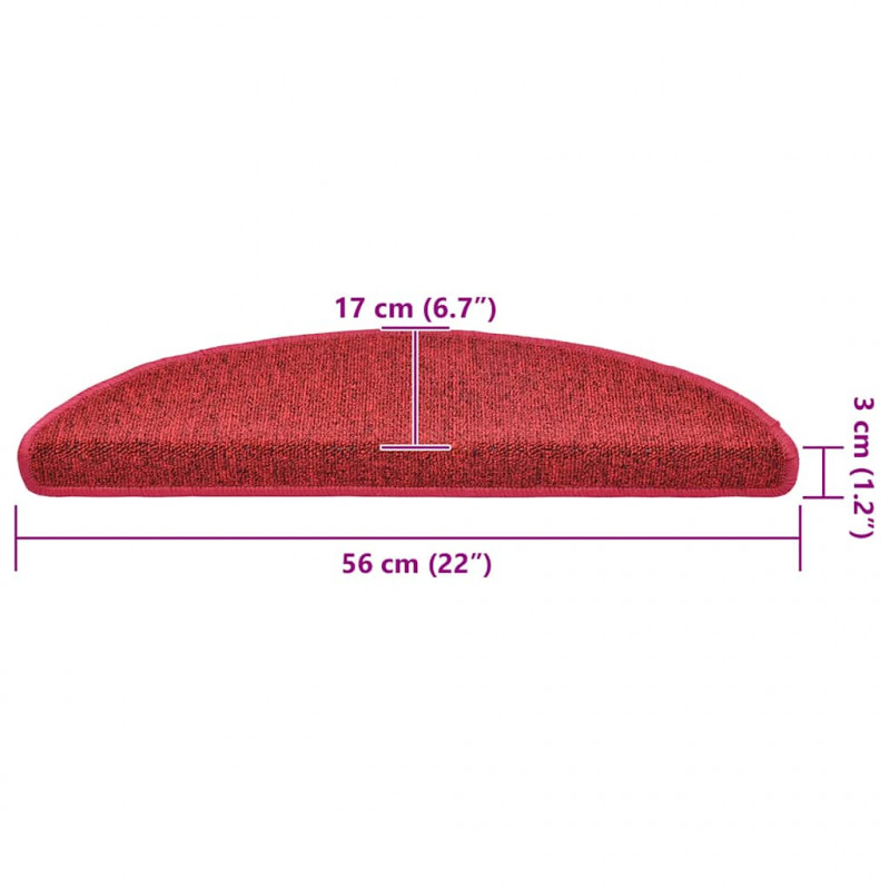 Maty na schody 20 szt. 56x17x3 cm Czerwone Półokrągłe