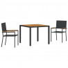 Zestaw do jadalni w ogrodzie 3 pcs Czarny polirattan