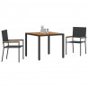 Zestaw do jadalni w ogrodzie 3 pcs Czarny polirattan