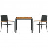 Zestaw do jadalni w ogrodzie 3 pcs Czarny polirattan