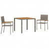 Zestaw do jadalni w ogrodzie 3 pcs Szary polirattan