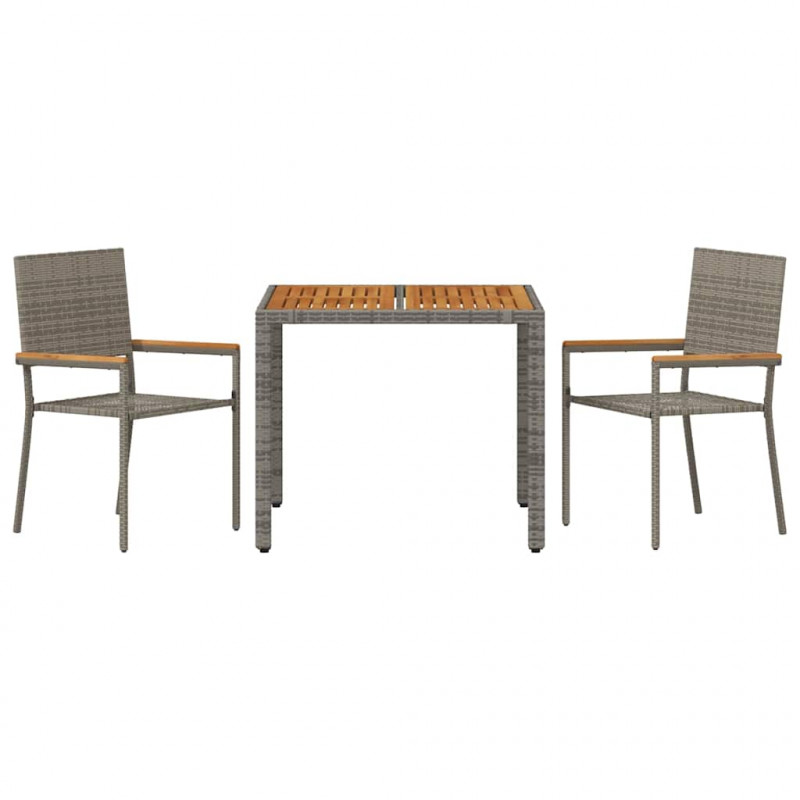Zestaw do jadalni w ogrodzie 3 pcs Szary polirattan