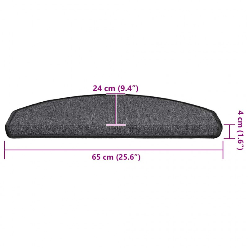 Maty na schody 20 szt. 65x24x4 cm Antracytowe półokrągłe duże