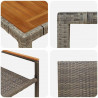 Zestaw do jadalni w ogrodzie 3 pcs Szary polirattan