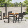 Zestaw do jadalni w ogrodzie 5 pcs Czarny polirattan