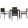 Zestaw do jadalni w ogrodzie 5 pcs Czarny polirattan
