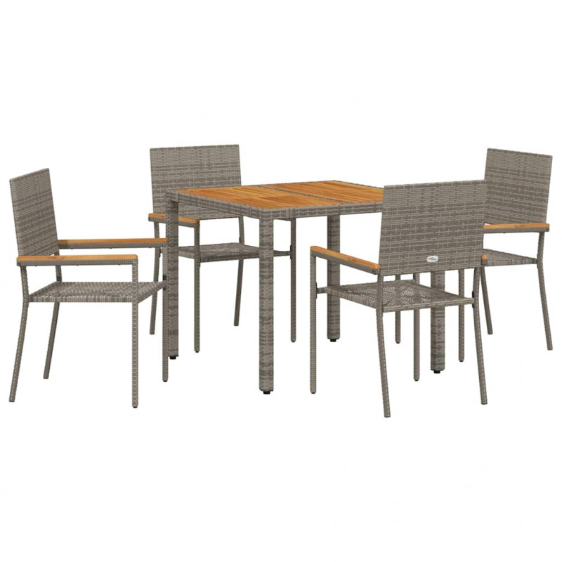 Zestaw do jadalni w ogrodzie 5 pcs Szary polirattan