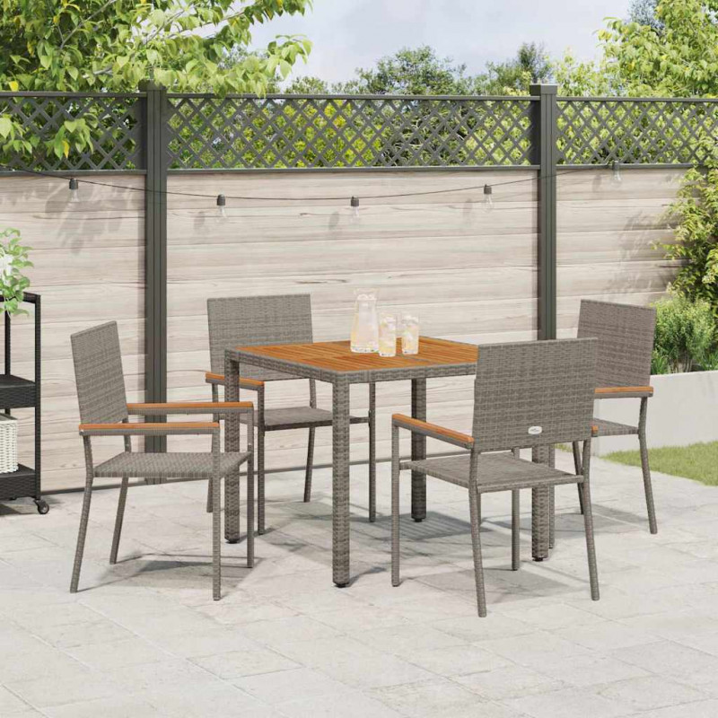 Zestaw do jadalni w ogrodzie 5 pcs Szary polirattan