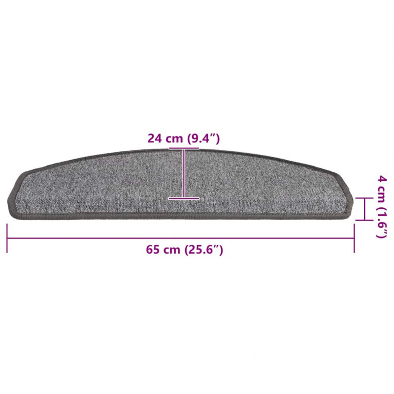 Maty na schody 20 szt. 65x24x4 cm Ciemnoszare Półokrągłe Duże