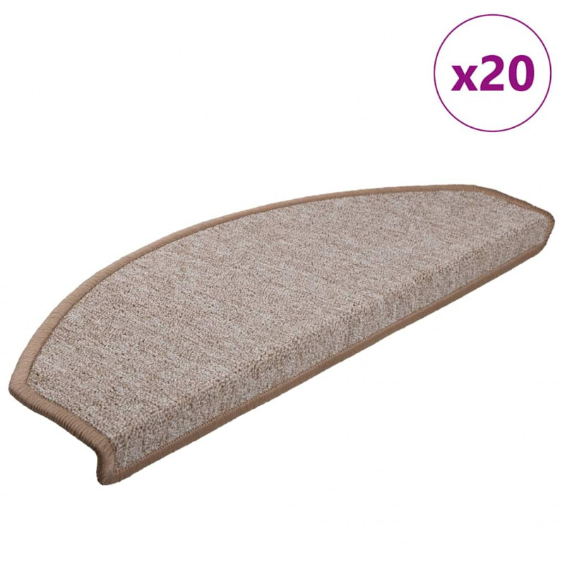 Maty na schody 20 szt. 65x24x4 cm Jasnobrązowe, półokrągłe, duże