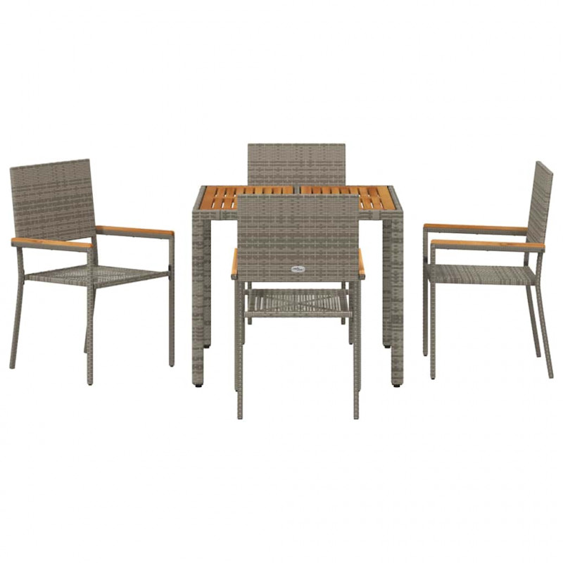 Zestaw do jadalni w ogrodzie 5 pcs Szary polirattan