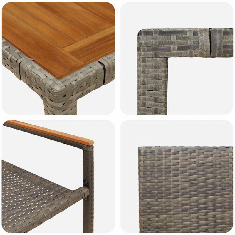 Zestaw do jadalni w ogrodzie 5 pcs Szary polirattan