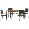 Zestaw do jadalni w ogrodzie 5 pcs Czarny polirattan