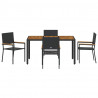 Zestaw do jadalni w ogrodzie 5 pcs Czarny polirattan
