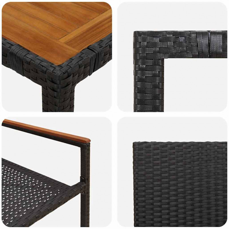 Zestaw do jadalni w ogrodzie 5 pcs Czarny polirattan