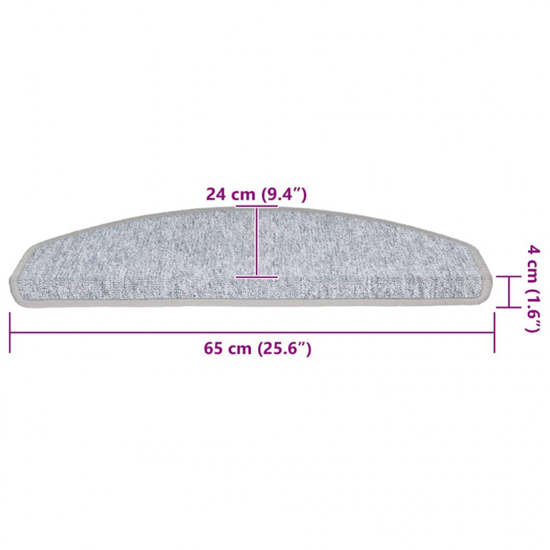 Maty na schody 20 szt. 65x24x4 cm Jasnoszare Półokrągłe Duże
