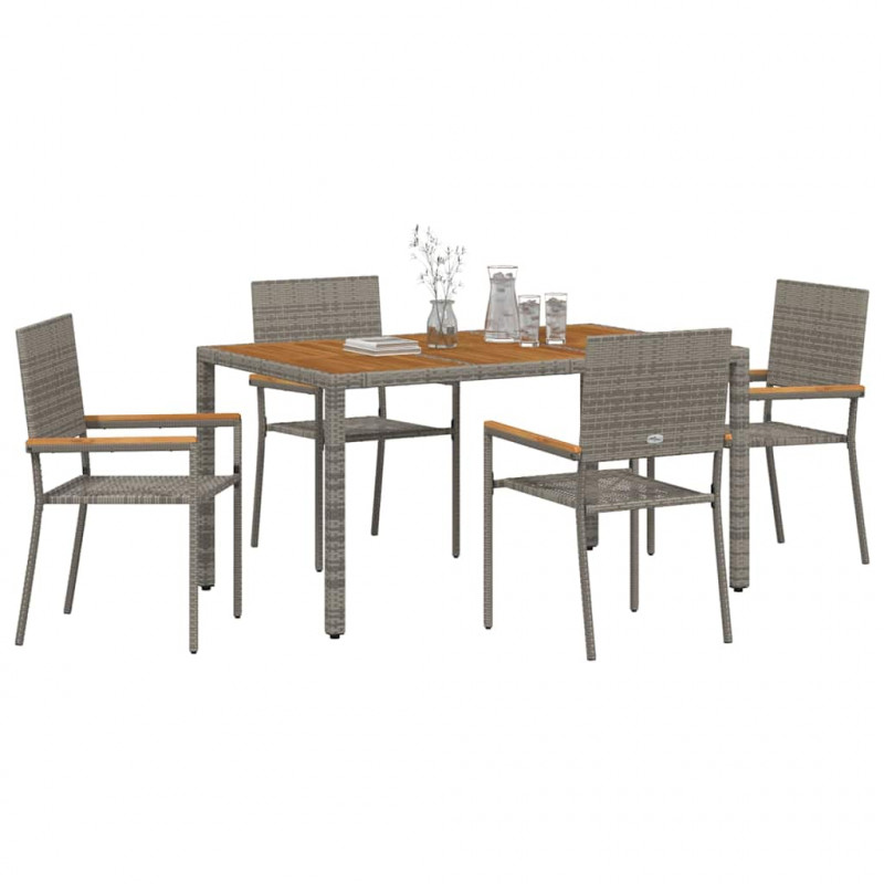 Zestaw do jadalni w ogrodzie 5 pcs Szary polirattan