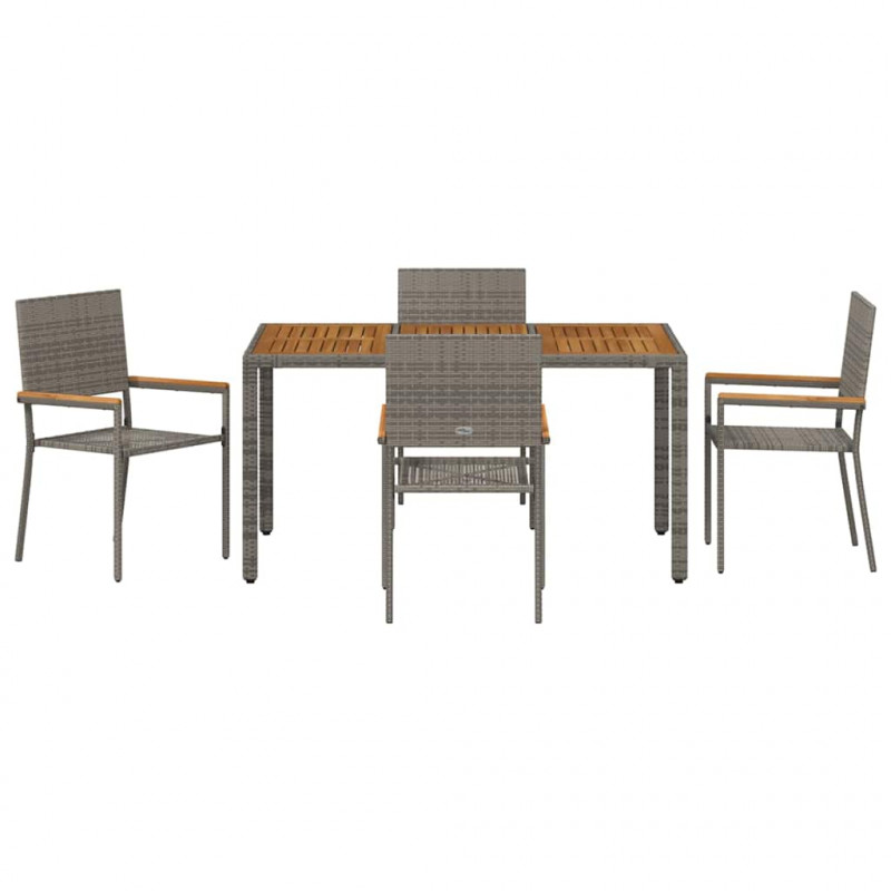 Zestaw do jadalni w ogrodzie 5 pcs Szary polirattan